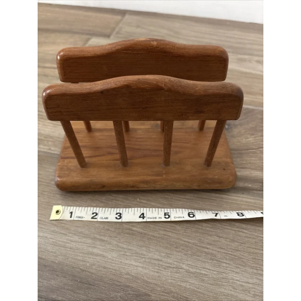 VTG Goodwood Teak Wood Napkin Holder Letter Memo MCM Boho Decor Thailand